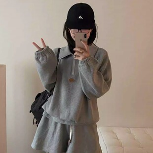 montague 韩系休闲Polo卫衣短裤套装