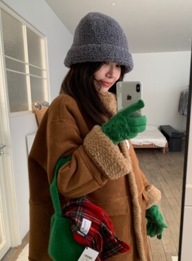 montague 2024冬皮毛一体反绒皮外套