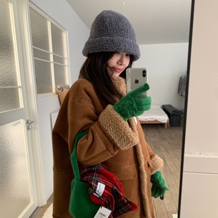 montague 2024冬皮毛一体反绒皮外套