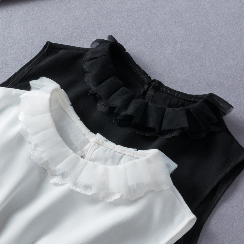 韩甜美蕾丝花边假领子女荷叶翻边衬衣领白色百搭衬衫领雪纺装饰领