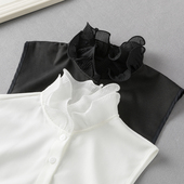 假领子女百搭雪纺衬衣领半高领毛衣装 韩版 衬衫 饰领荷叶花边假衣领