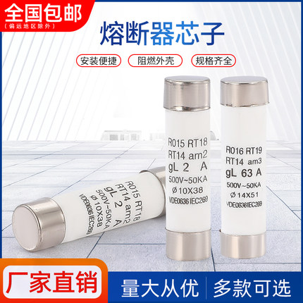 RO15熔断器芯子RO16熔芯保险丝10*38 RT18-32A 63A熔断体3A 6A 2A