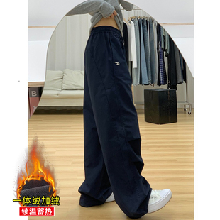 女童秋装裤子2025新款洋气大童秋冬季加绒工装裤儿童宽松阔腿裤