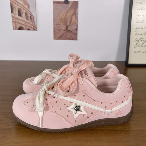 星星小粉鞋女复古赛车鞋2026新款巨好看德训鞋运动休闲板鞋女鞋子