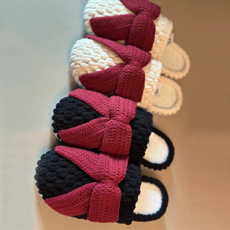 蝴蝶结拖鞋材料包冰条线勾拖鞋线鞋底手工编织diy拖鞋送女友礼物