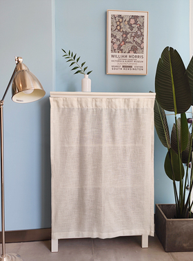 免打孔粘贴轨道素色柜帘简约门帘百搭遮丑帘隔断帘洗衣机帘定制