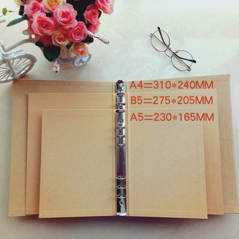 A5道林纸方格横线空白点阵A4活页本B5复古牛皮壳活页夹笔记本文具