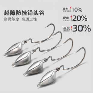 路亚铅头钩越障防挂底德州钓组曲柄铅头钩加强鳜鱼鲈鱼专用假软饵