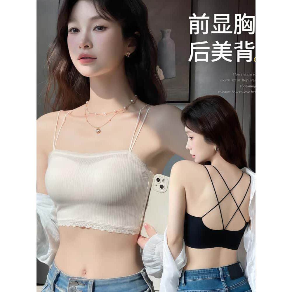 维多利亚性感吊带美背内衣女小胸内搭抹胸背心文胸一体带胸垫免穿