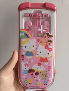 Hellokitty中古稀有2009年筷子 全新 刀叉便携餐具套装