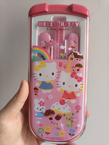 Hellokitty中古稀有2009年筷子，刀叉便携餐具套装，全新