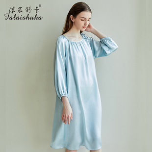 法莱舒卡新款 高级感丝绸家居服 真丝睡裙大码 宽松桑蚕丝睡衣法式