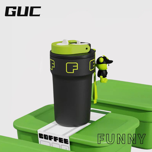 GUC梦想家小清新咖啡杯高颜值不锈钢316保温杯随手吸管随行水杯女