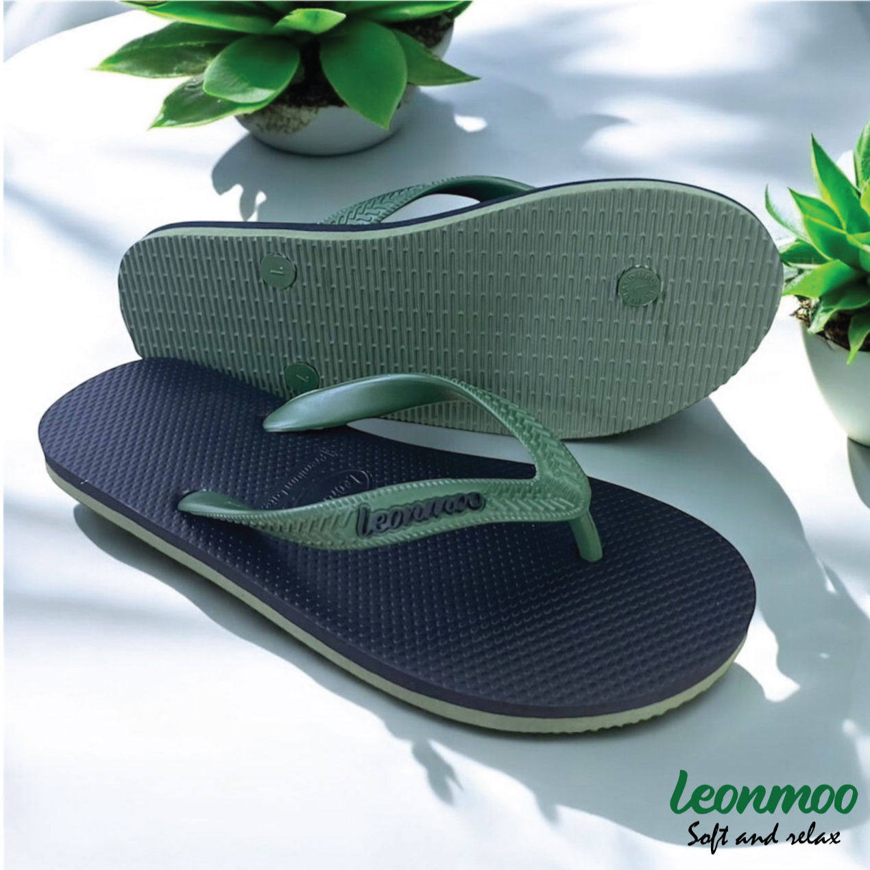 LEONMOO泰国进口乳胶软底巴西风男士人字拖轻便