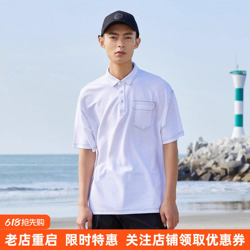 探路者男款短袖春夏 款户外运动弹力亲肤棉质休闲男款POLO衫T恤衫