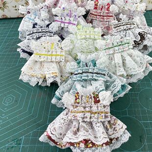 8分bjd娃衣自制娃衣分连衣裙套装(连衣裙 发饰 娃袜碎花蕾丝)