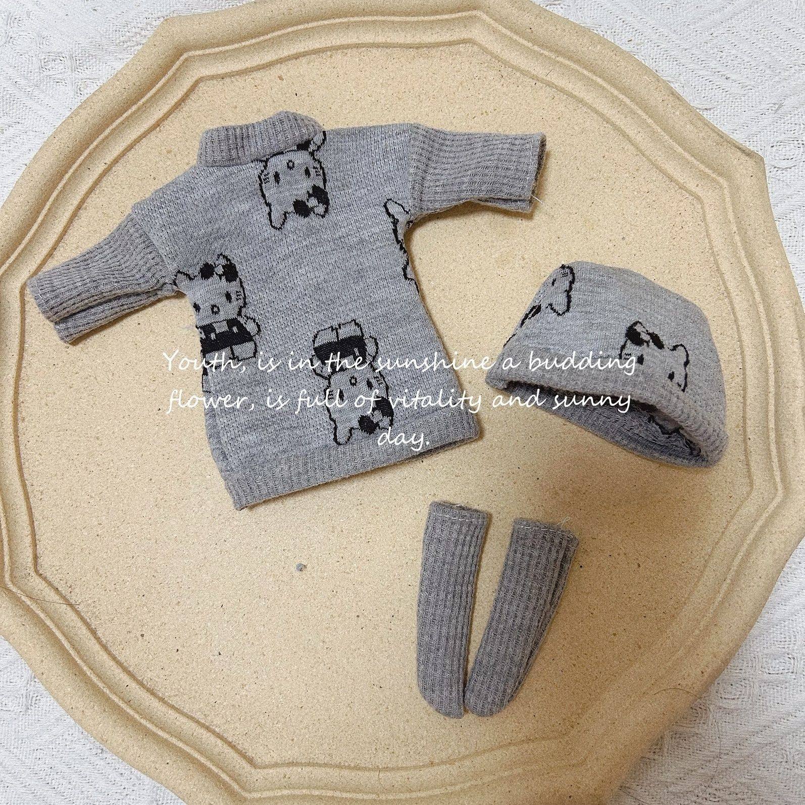 bjd6分娃衣套装灰色猫咪卫衣毛衣帽子袜子可爱30cm胖体娃娃衣服,模玩/动漫/周边/娃圈三坑/桌游,BJD娃衣,淘宝优惠券,粉丝福利购,淘宝优惠卷