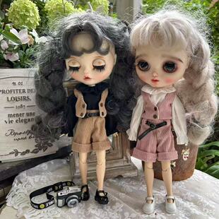 blythe秋季上新小布娃娃衣服马甲ob22ob24娃衣套装azone背带短裤