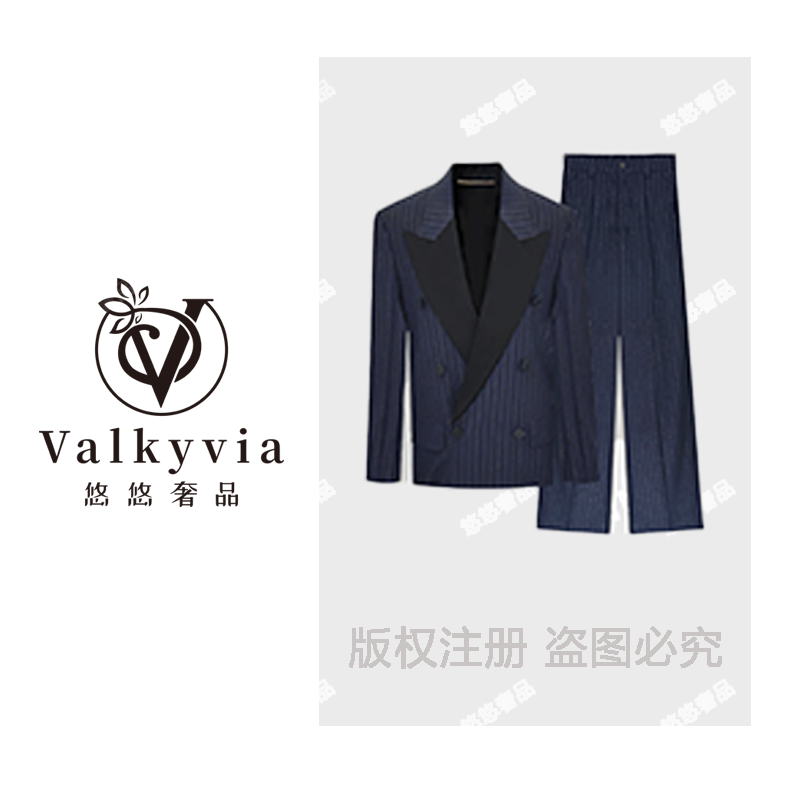 Valkyvia/悠悠奢品  戗驳领设计金丝线条小众商务西服套装X9007