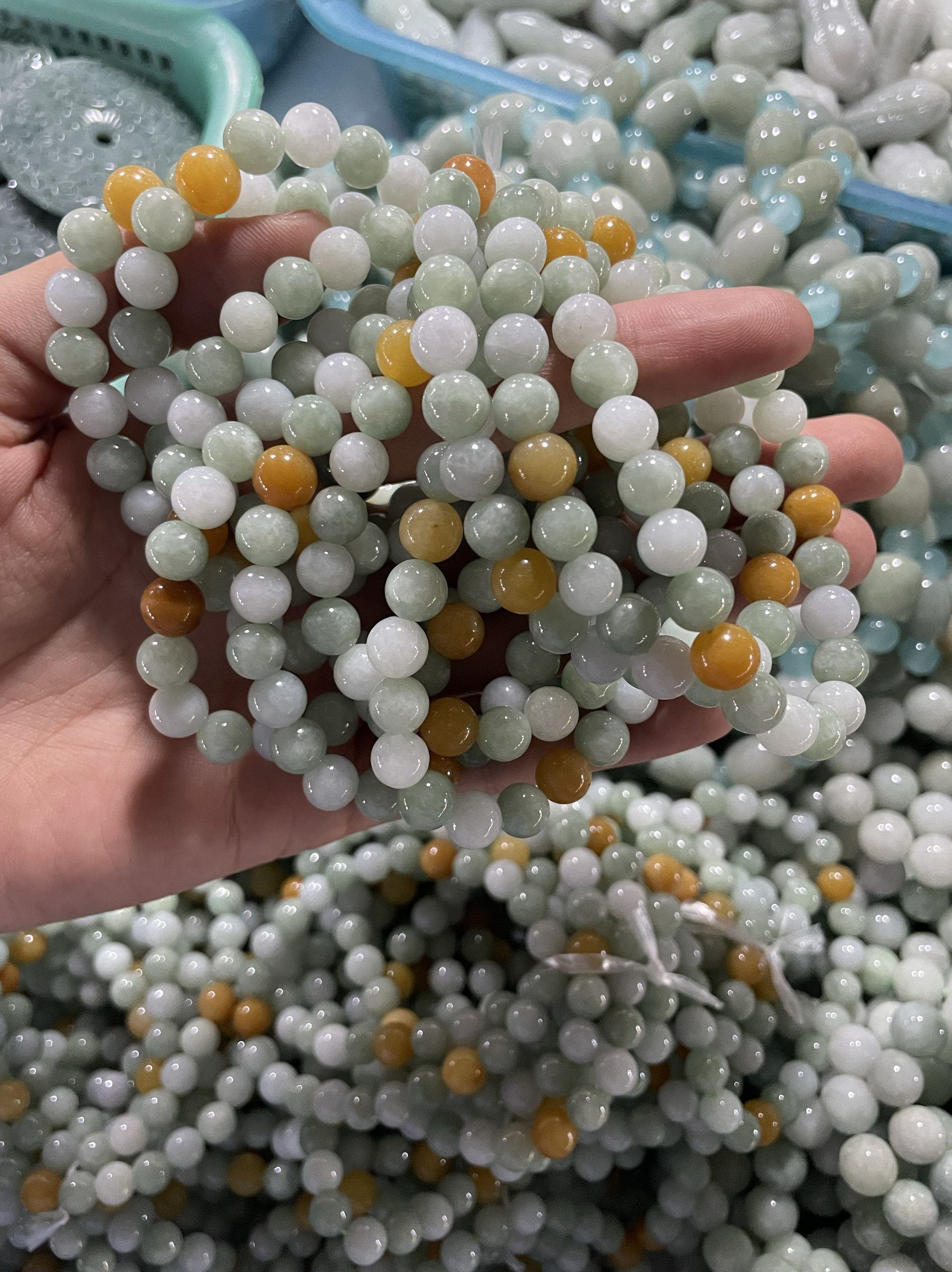 天然a货翡翠玉珠子手工编织玉珠手链批发