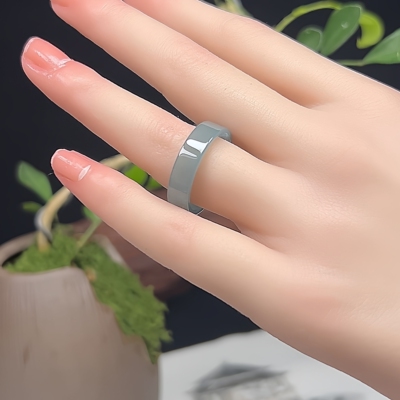 正品A货翡翠冰蓝水方戒内弧