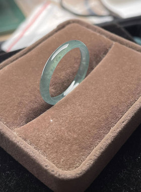 翠缘斋玉石纯天然危地马拉A货翡翠23号20.3mm冰蓝水大圈号戒指