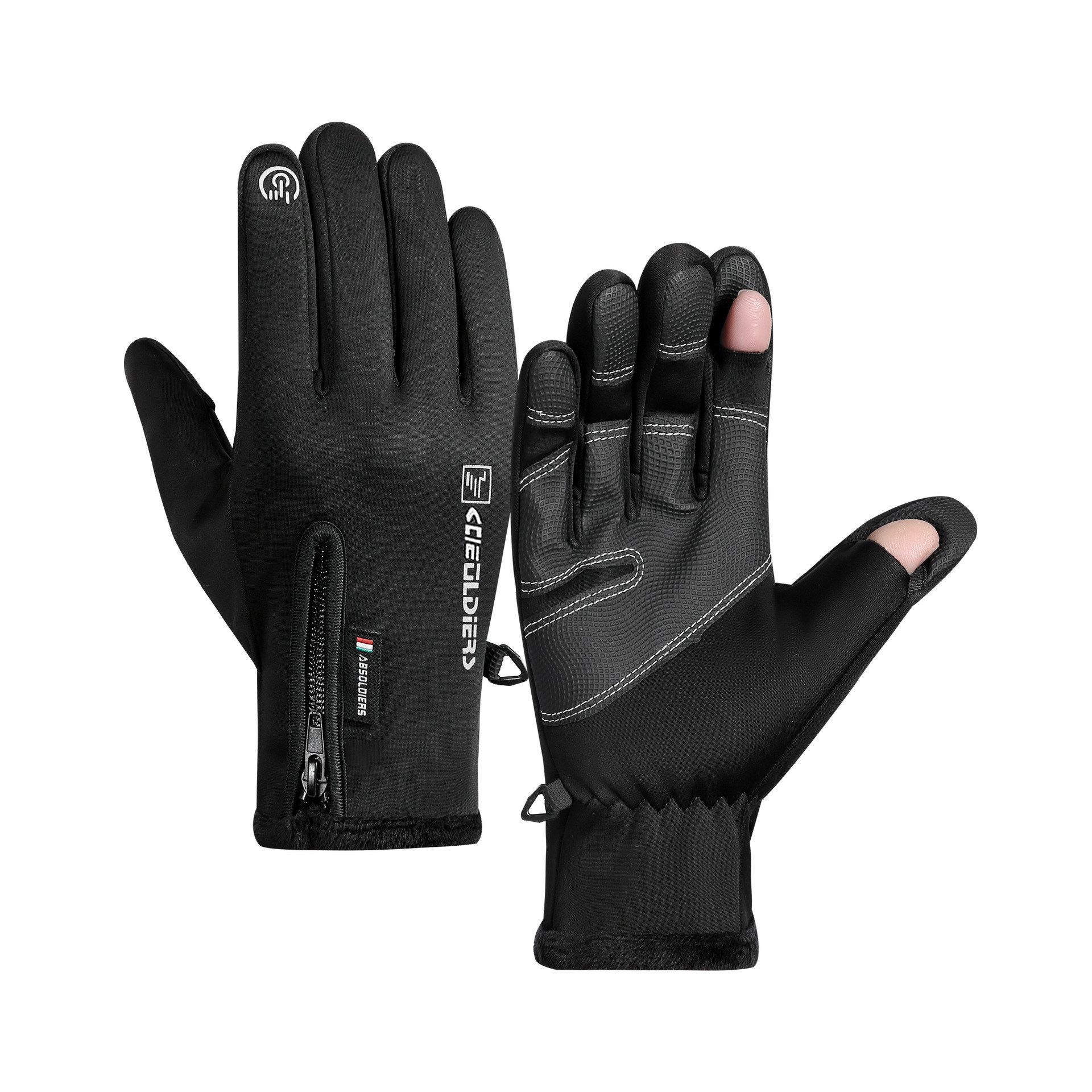 FINGER LEAKY GLOVES MENS CYCLING WATERPROOF SKIING SPRING AND WINTER WARM AND COLD TOUCH SCREEN VELVET SPORT FISHING LURE CLAMSHELL