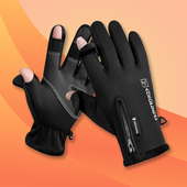 漏指手套男骑行防水滑雪春冬天保暖防寒触屏加绒运动钓鱼路亚翻盖