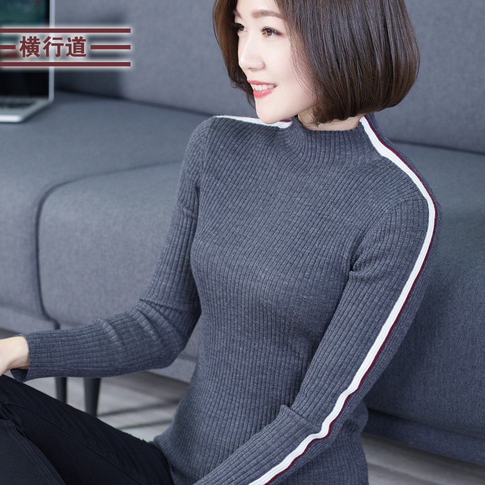 2022秋季女装羊毛针织衫半高领撞色上衣服黑色长袖毛衣修身打底衫在类目 女装/女士精品, 毛衣中 - 来自Buy2taobao.com提供专业的淘宝代购服务