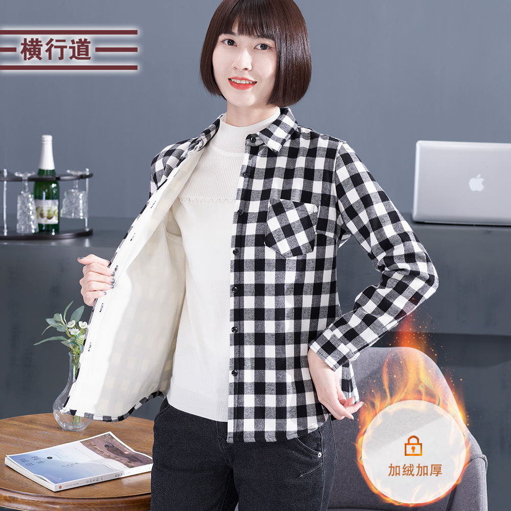 黑白方格全棉小外套休闲长袖宽松