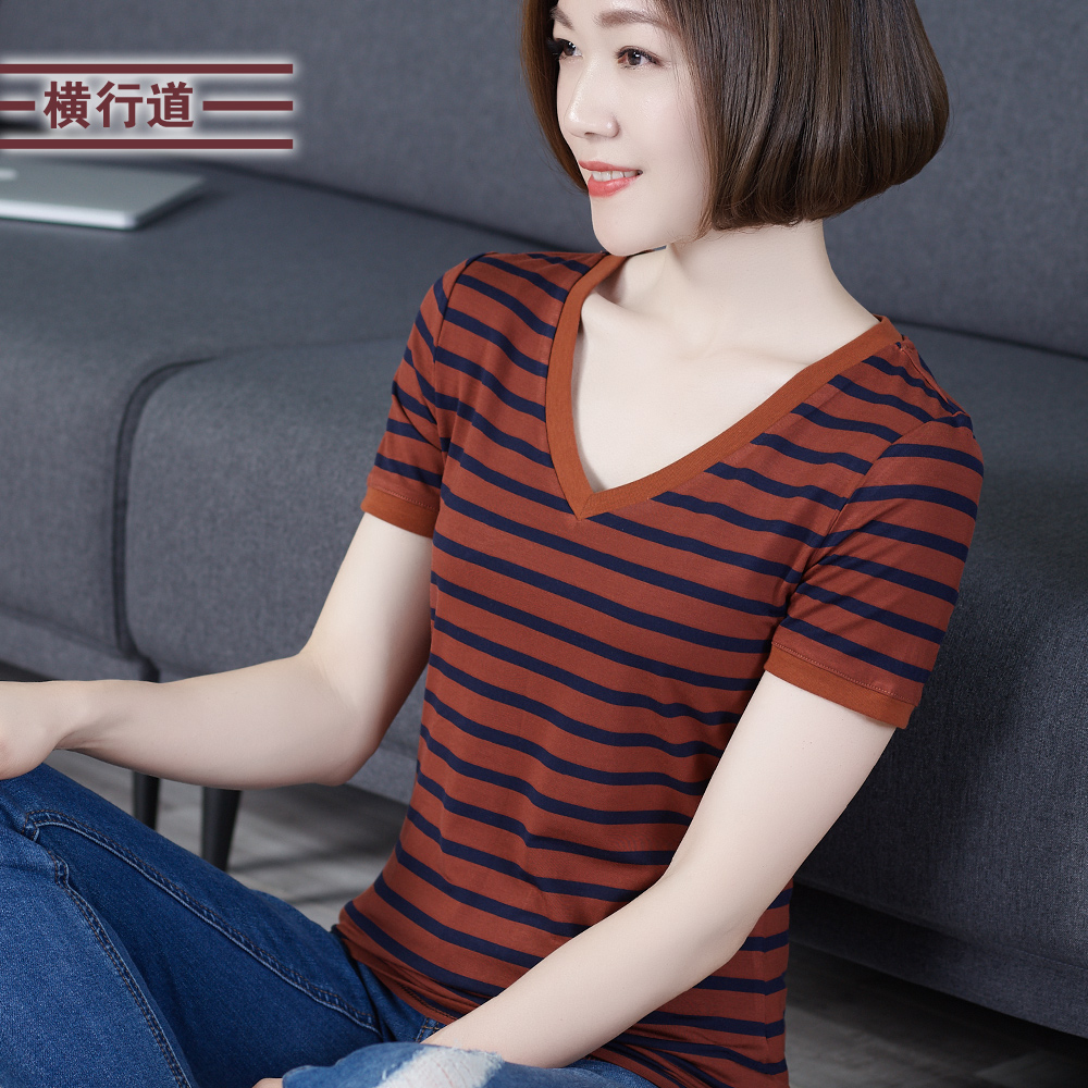 横行道夏季新款条纹短袖