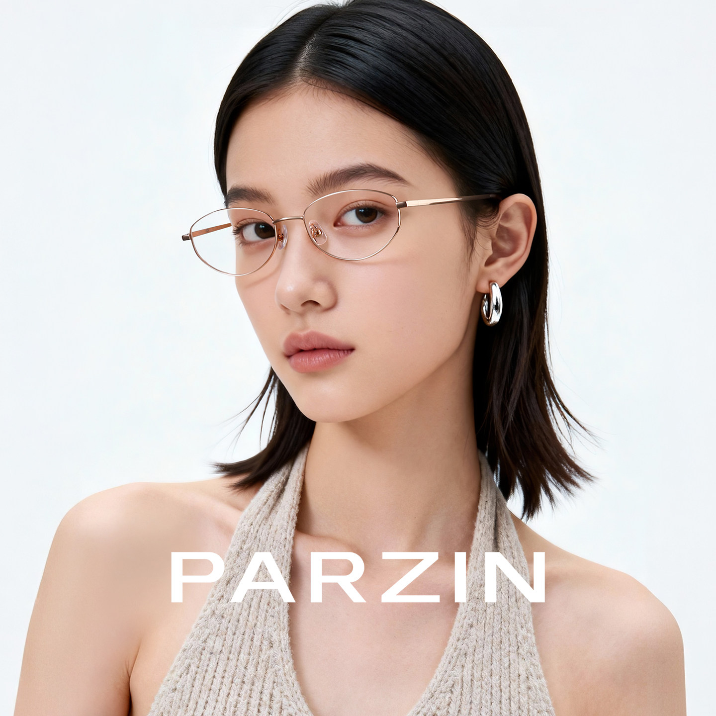 帕森2026年新品眼镜女时髦金丝猫眼框可配防蓝光近视镜男PZ62193