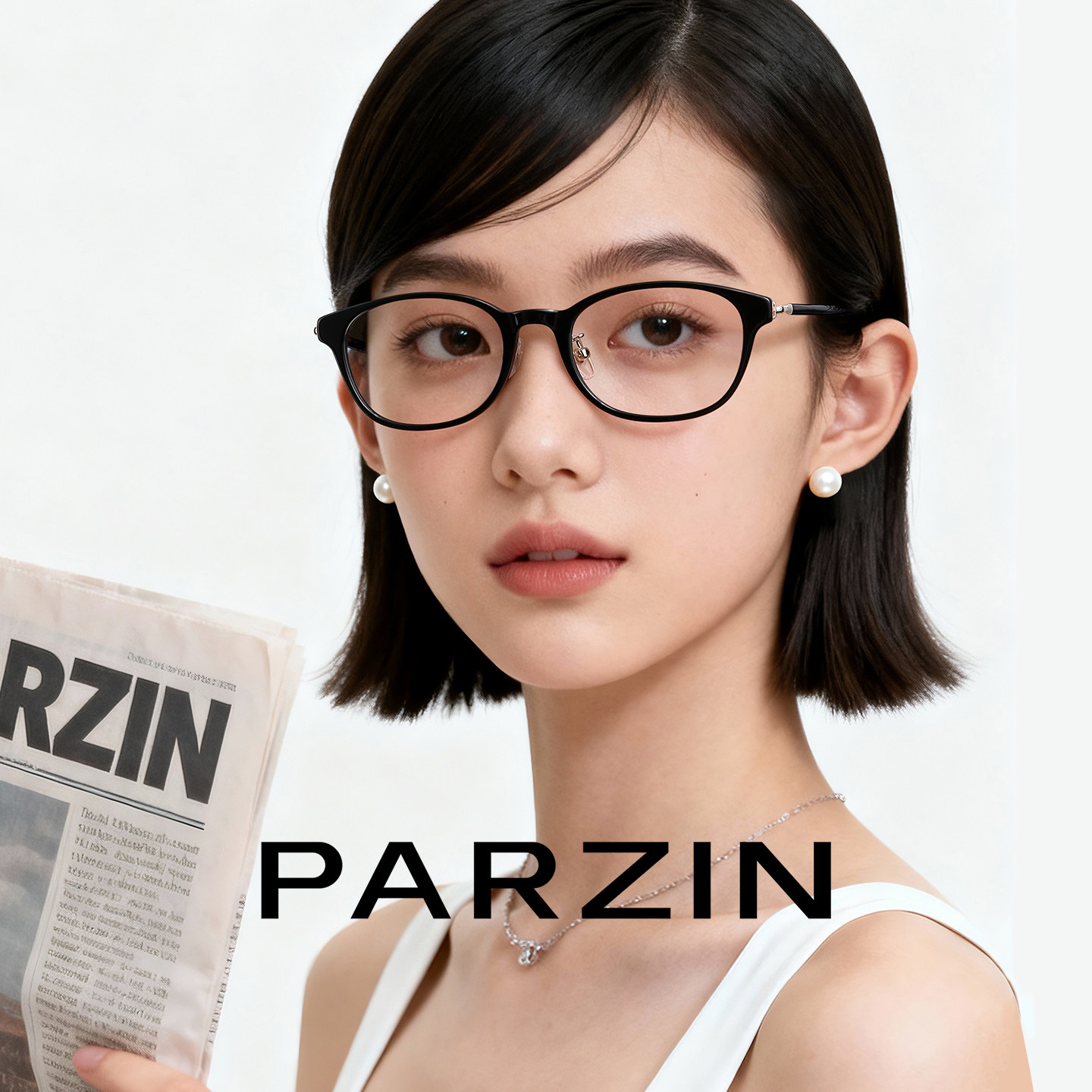 帕森近视镜架女复古时髦书呆子椭圆超轻板材可配度数眼镜PZ66110