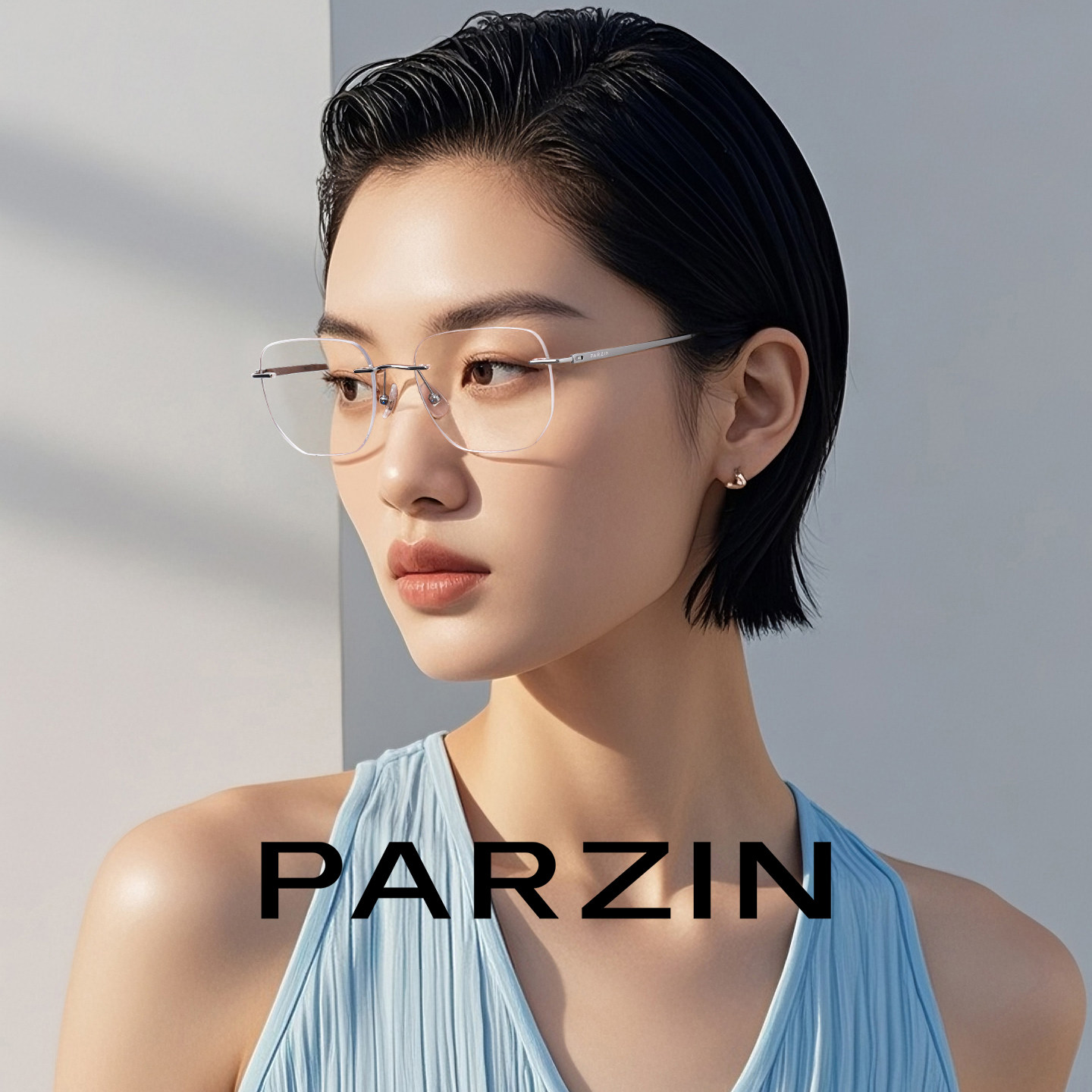 帕森无框眼镜架男女款轻盈斯文钛架可配度数近视镜PZ62126