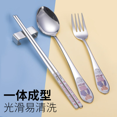 韩国进口316不锈钢儿童筷子勺子叉子便携套装304食品级学生餐具