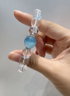 赵露思同款补土2025天然海蓝宝白水晶手串白月光手链男女礼物正品