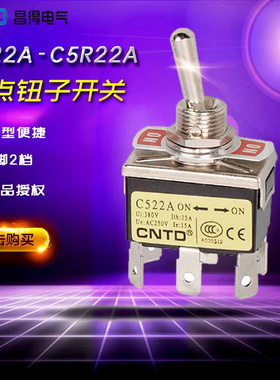 CNTD昌得（台湾式）钮子开关C522A-C5R22A（6脚2档位）15A250V