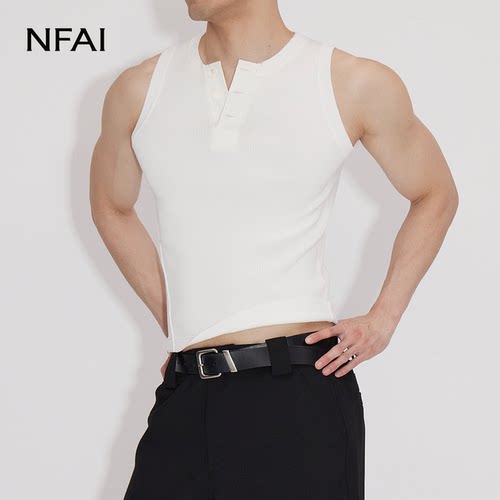 NFAI 25SS 开襟针织背心 V领设计/挺阔抗皱/修饰比例