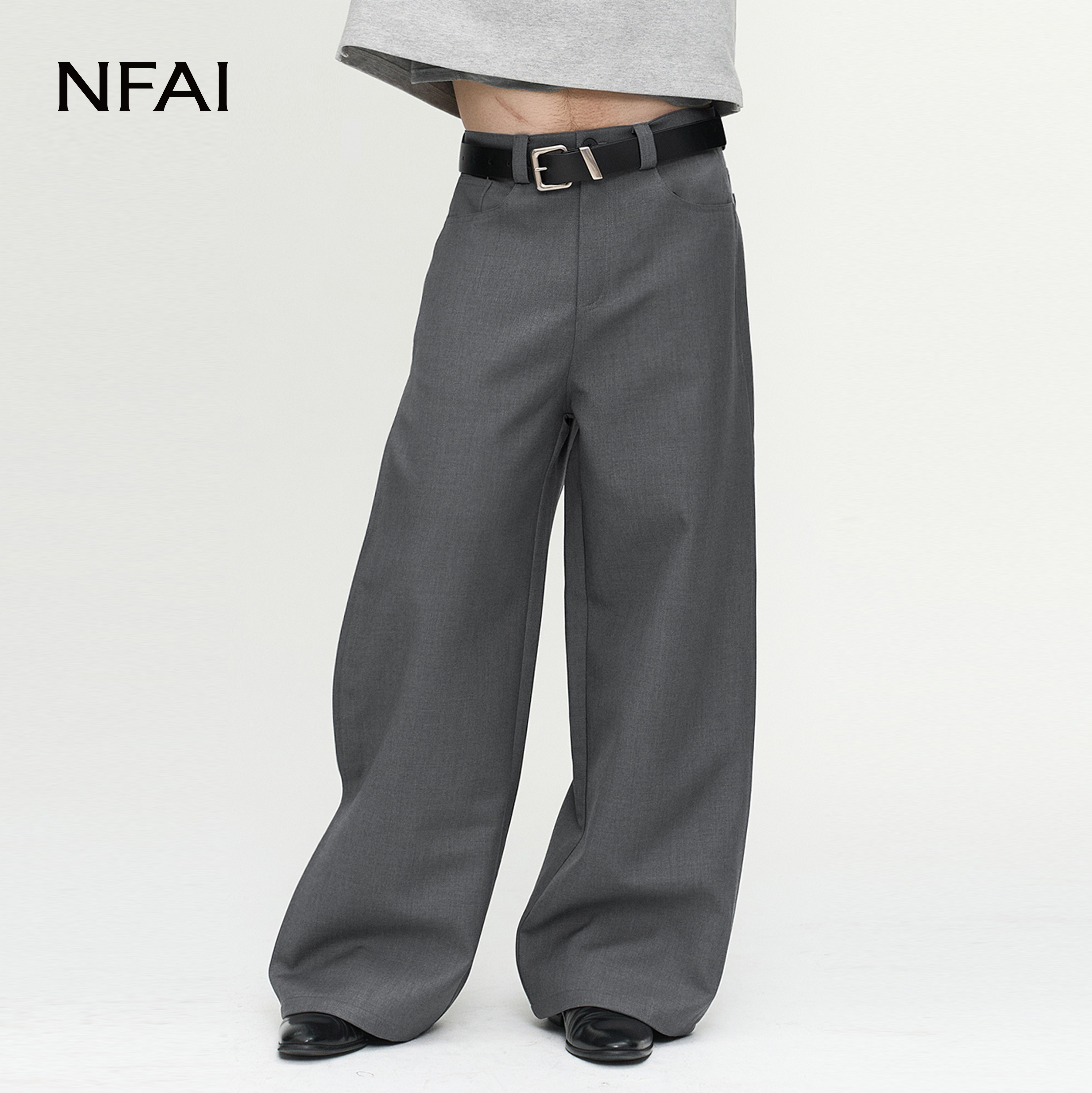 NFAI.中腰直筒阔腿版型西裤图片