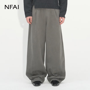 25FW 堆积不踩 廓形绒感束脚卫裤 廓形 软糯舒适 时装 NFAI