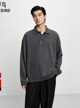 【商场同款】太平鸟男装 2025年秋季新款美式翻领卫衣B1CRF3445