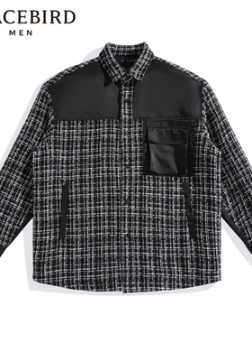 【商场同款】太平鸟男装拼接外套23冬季新款外穿式衬衫 B2CHD4323