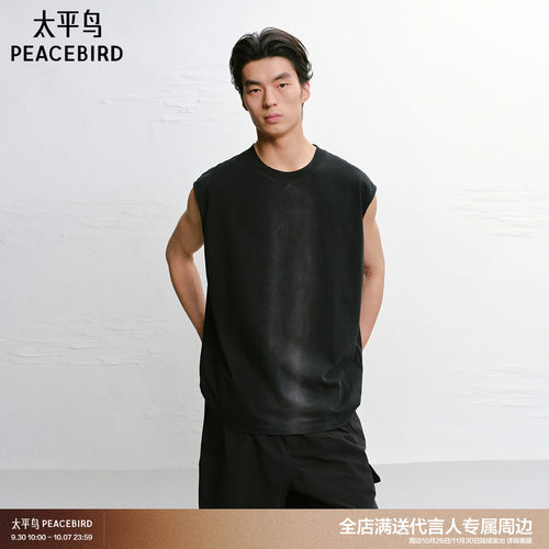 太平鸟男装 休闲T恤时尚复古做旧男士T恤 B2CNG2634