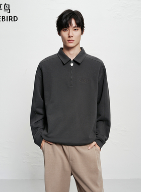 【商场同款】太平鸟男装 休闲卫衣重磅刺绣翻领男士卫衣B2CRF4134