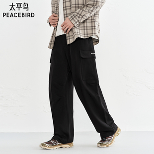 直筒口袋工装 撞色刺绣运动长裤 裤 宽松休闲裤 男 冬季 太平鸟男装