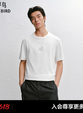 【商场同款】太平鸟男装 2026年夏季新款白色短袖T恤男B1CNG2218#