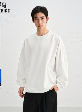【商场同款】太平鸟男装卫衣25秋季新款圆领莫代尔上衣 B2CRF3D06