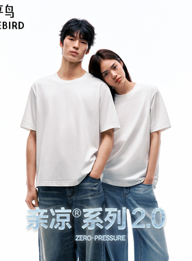 【凉感抑菌】太平鸟男装纯色重磅T恤26夏新款圆领白t时尚短袖体恤