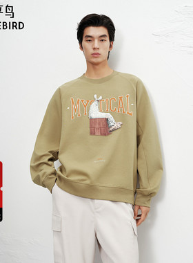 【商场同款】太平鸟男装卫衣25冬季新款圆领重磅上衣 B2CRF4130