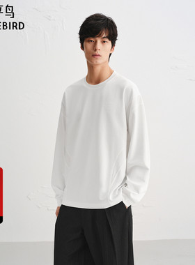 【商场同款】太平鸟男装 2025年秋季新款白色长袖T恤男B1CPF3313